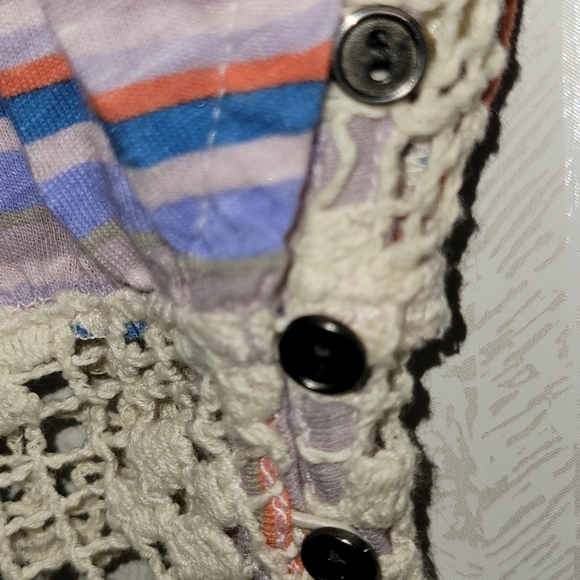Free People Aruba Crochet Multi Color Striped Crop Top Size Large - Picture 4 of 12